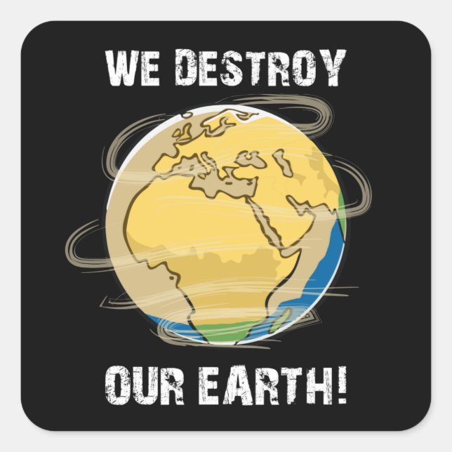 Klimawandel Zukunft CO2-Planet Erde - Geschenk Ide Quadratischer Aufkleber (Vorderseite)