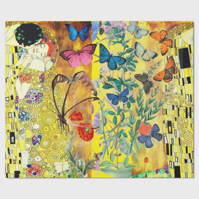 KLIMPT "THE KISS"-WRAPPIERPAPIER GESCHENKPAPIER (Saum)