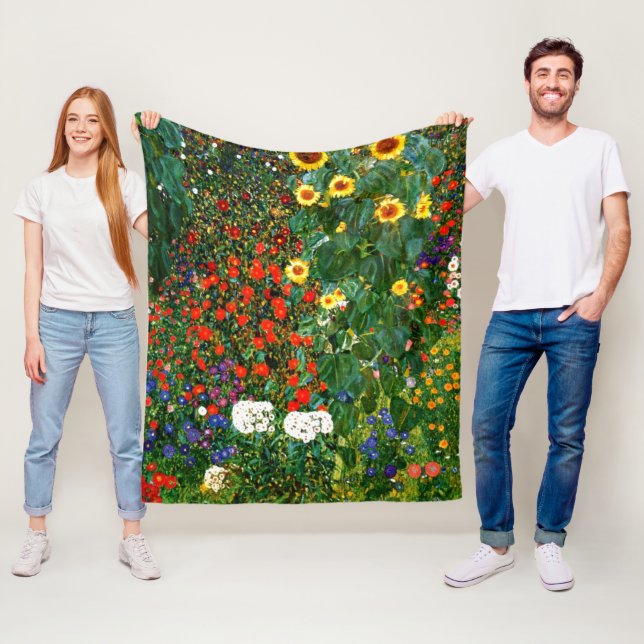 Klimt - Bauerngarten mit Sonnenblumen Fleecedecke (Beispiel)