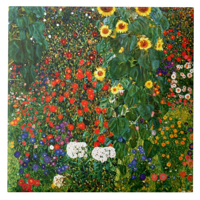 Klimt - Bauerngarten mit Sonnenblumen Fliese (Vorderseite)