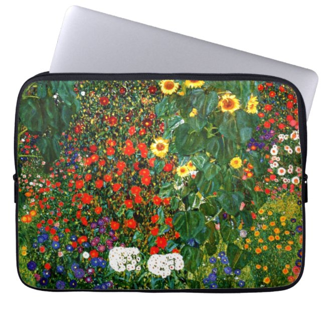 Klimt - Bauerngarten mit Sonnenblumen Laptopschutzhülle (Vorderseite)