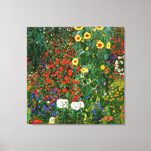 Klimt - Bauerngarten mit Sonnenblumen Leinwanddruck (Vorderseite)