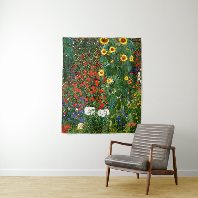 Klimt - Bauerngarten mit Sonnenblumen Wandteppich (Beispiel)