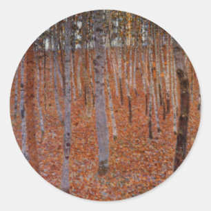 Klimt Beechwood-Forest Runder Aufkleber
