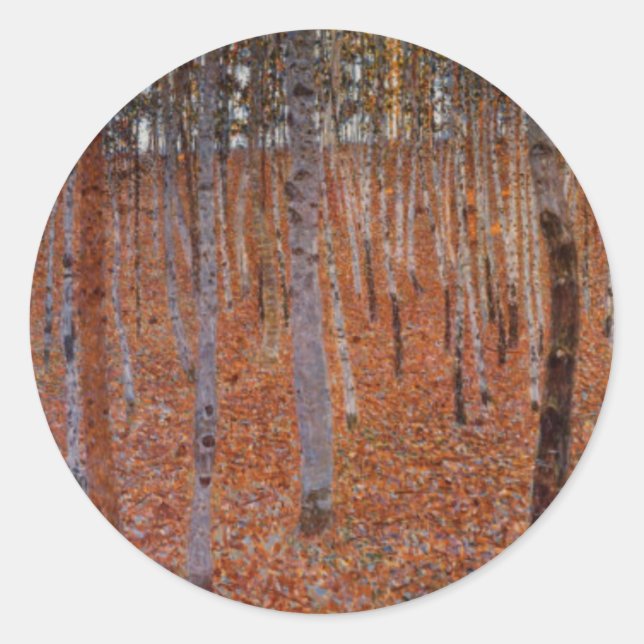 Klimt Beechwood-Forest Runder Aufkleber (Vorderseite)