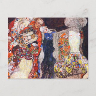 Klimt bewundert die Braut mit Schleier und Kranz Postkarte