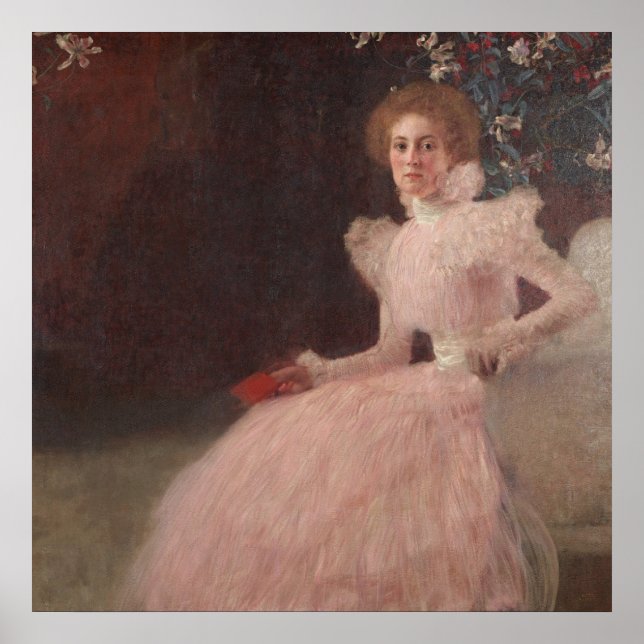 Klimt blühende Wiese Blumenlandschaft Print Poster (Vorne)