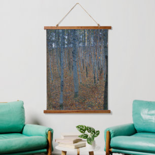 Klimt Buchenhain I Waldlandschaftskunst Wandteppich Mit Holzrahmen