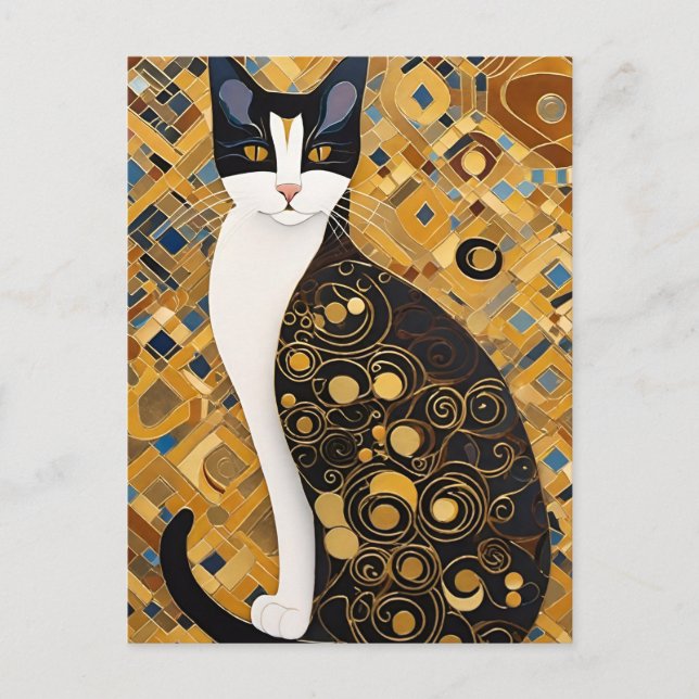 Klimt Cat Postcard Postkarte (Vorderseite)