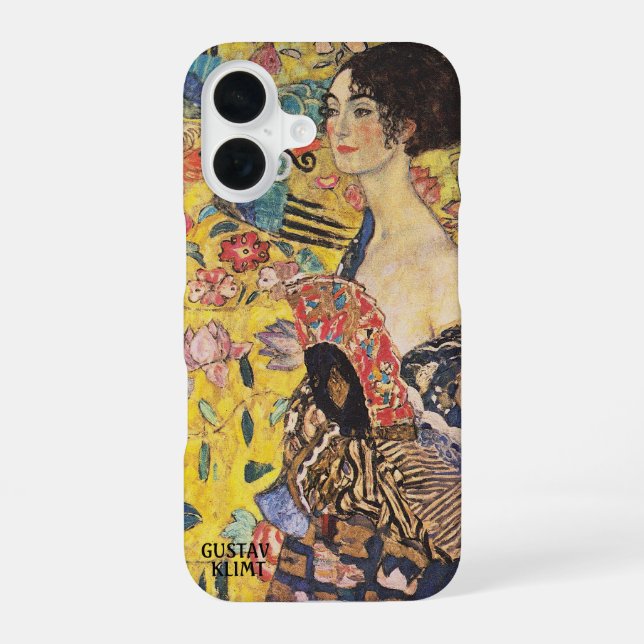 Klimt – Dame mit Fächer – Personalisiert iPhone 16 Hülle (Rückseite)