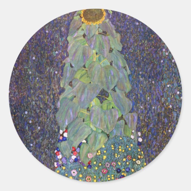 Klimt ~ Das ist Sonnenblume Runder Aufkleber (Vorderseite)