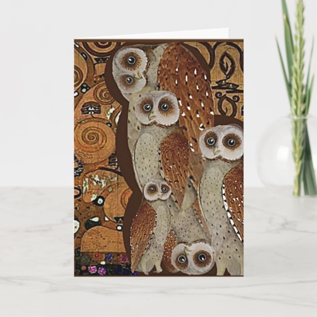 Klimt, der Baum des Lebens, Owl Parodie Karte (Vorderseite)