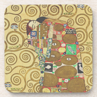Klimt Embrace Gold Art Coaster Getränkeuntersetzer