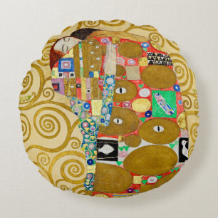 Klimt Erfüllung Mosaik: Vintage Stoclet-Fries Rundes Kissen