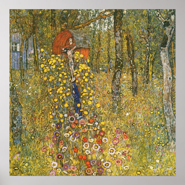 Klimt Farm Garden mit Crucifix Poster (Vorne)