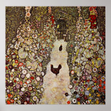 Klimt Garden mit Roosters Poster