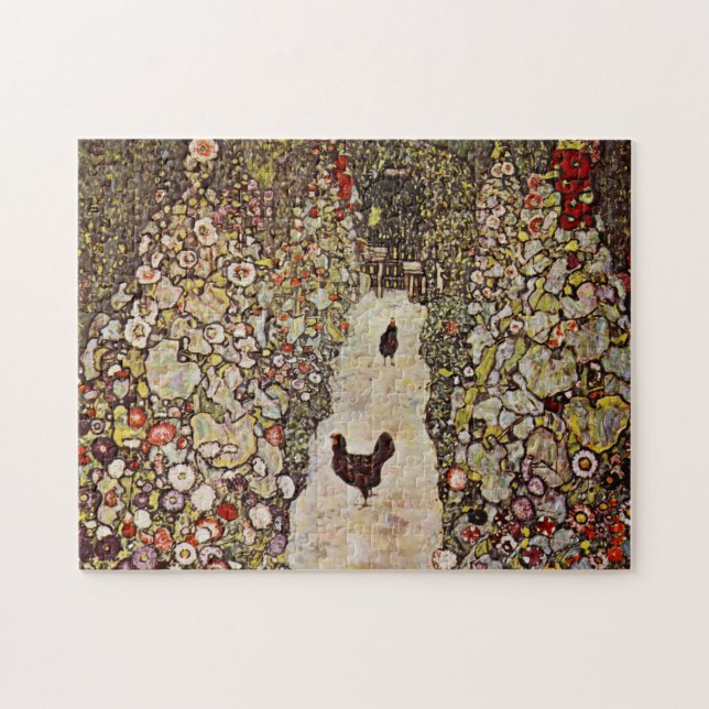 Klimt Garten mit Hahn-Puzzlespiel Puzzle (Horizontal)