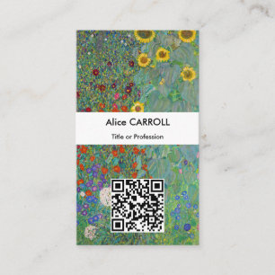 Klimt - Garten mit Sonnenblumen - QR-Code Visitenkarte