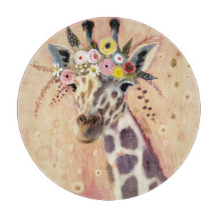 Klimt Giraffe   geschmückt in den Blumen Schneidebrett