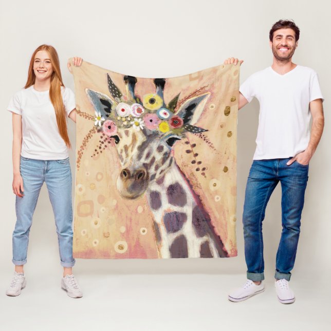Klimt Giraffe | In Blume verziert Fleecedecke (Beispiel)