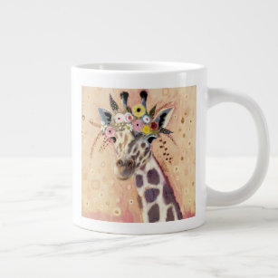 Klimt Giraffe   In Blume verziert Jumbo-Tasse