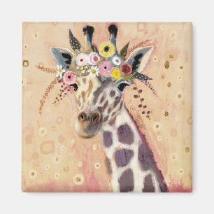 Klimt Giraffe   In Blume verziert Magnet