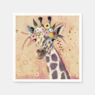 Klimt Giraffe In Blume verziert Serviette
