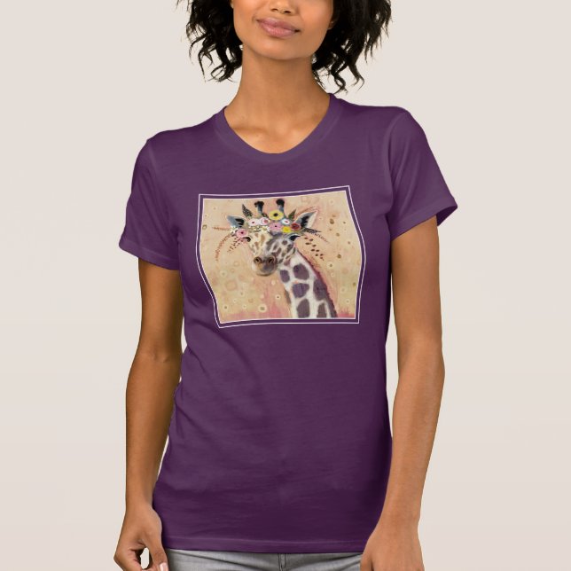 Klimt Giraffe | In Blume verziert T-Shirt (Vorderseite)