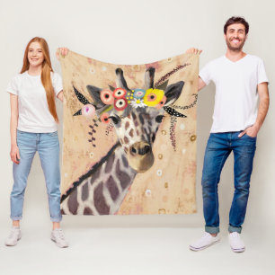 Klimt Giraffe   Krone der Blume Fleecedecke