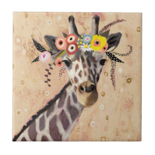 Klimt Giraffe   Krone der Blume Fliese