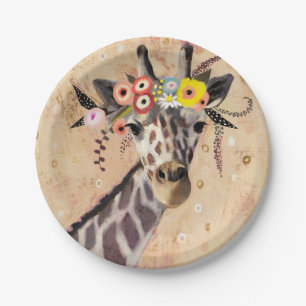Klimt Giraffe   Krone der Blume Pappteller