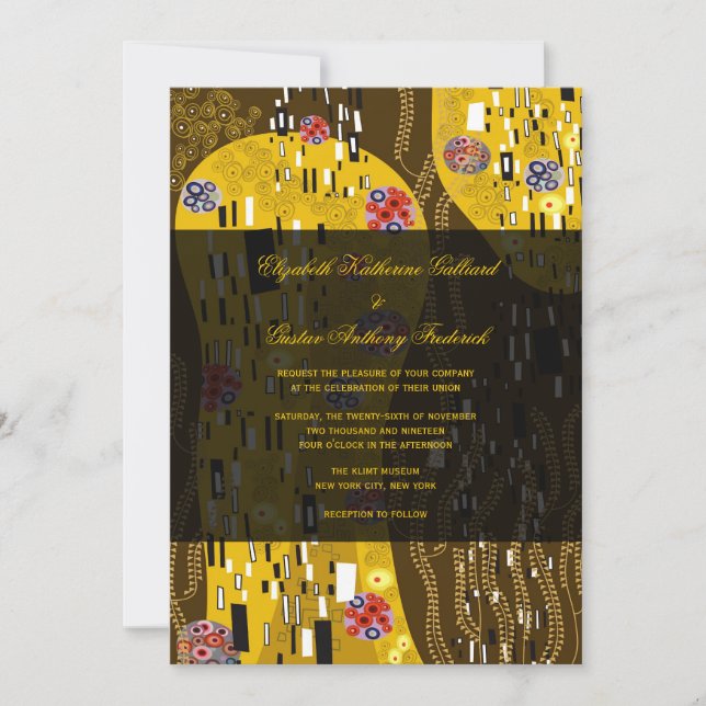 Klimt Inspiriert Jugendstil-Chic Kiss Wedding Einladung (Vorderseite)