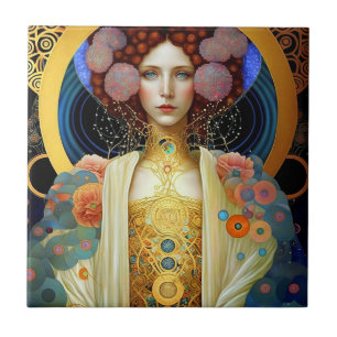 Klimt Inspiriert Königin Goddess Fantasy Art Fliese