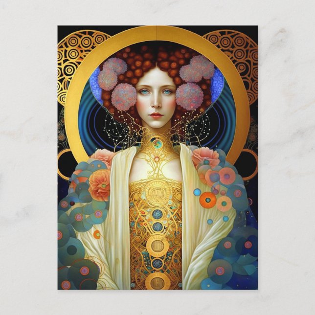Klimt Inspiriert Königin Goddess Fantasy Art Postkarte (Vorderseite)