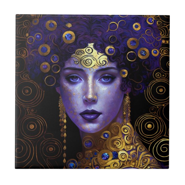 Klimt Inspiriert Königin Goddess Keramik Tile Fliese (Vorderseite)