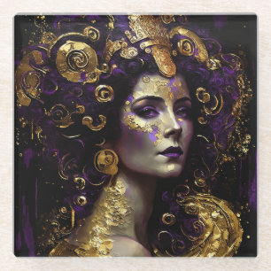 Klimt Inspiriert Queen Goddess Glass Untersetzer
