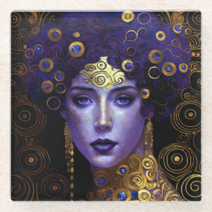 Klimt Inspiriert Queen Goddess Glass Untersetzer