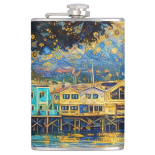Klimt-inspirierte Golden Monterey Harbor Träume Flachmann