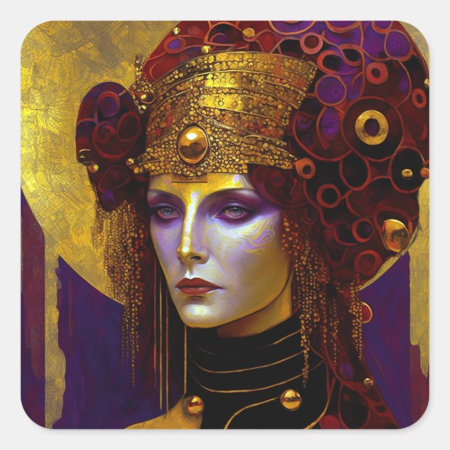Klimt Inspirierte Queen Goddess Square Sticker (Vorderseite)
