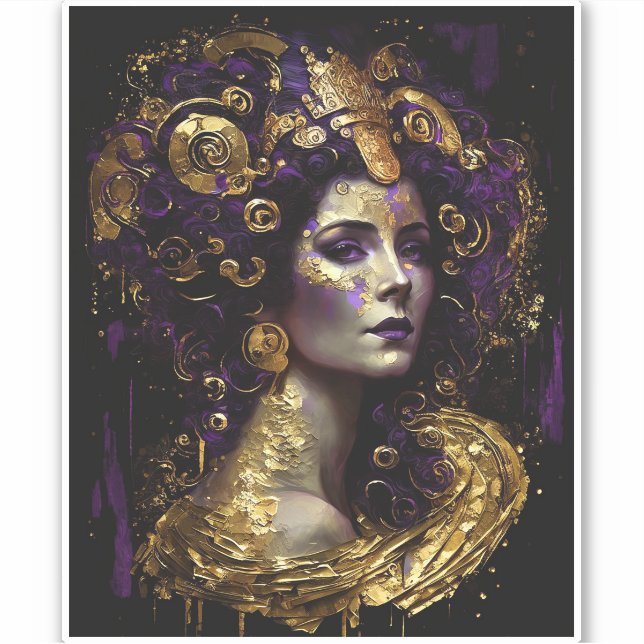 Klimt Inspirierte Queen Goddess Sticker (Vorderseite)
