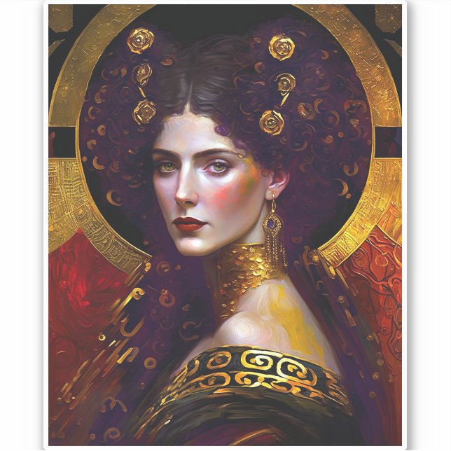 Klimt Inspirierte Queen Goddess Sticker (Vorderseite)