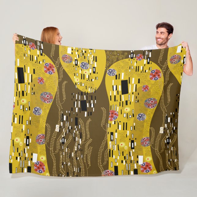 Klimt Inspiriertes Goldenes Muster Jugendstil Fleecedecke (Beispiel)