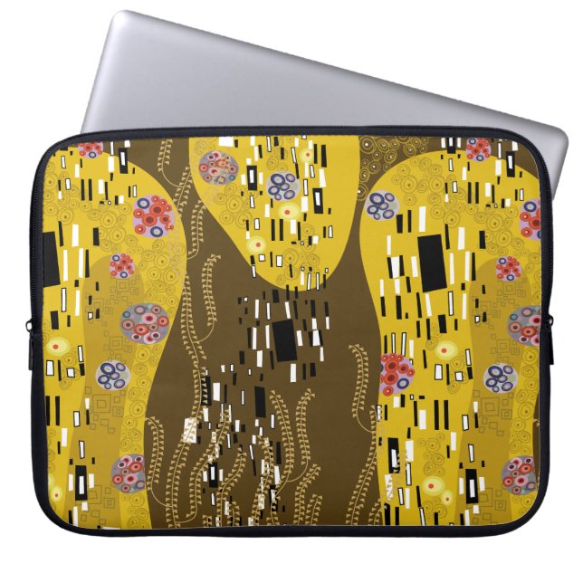 Klimt Inspiriertes Goldenes Muster Jugendstil Laptopschutzhülle (Vorderseite)