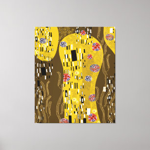 Klimt Inspiriertes Goldenes Muster Jugendstil Leinwanddruck