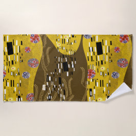 Klimt Inspiriertes Goldenes Muster Jugendstil Strandtuch