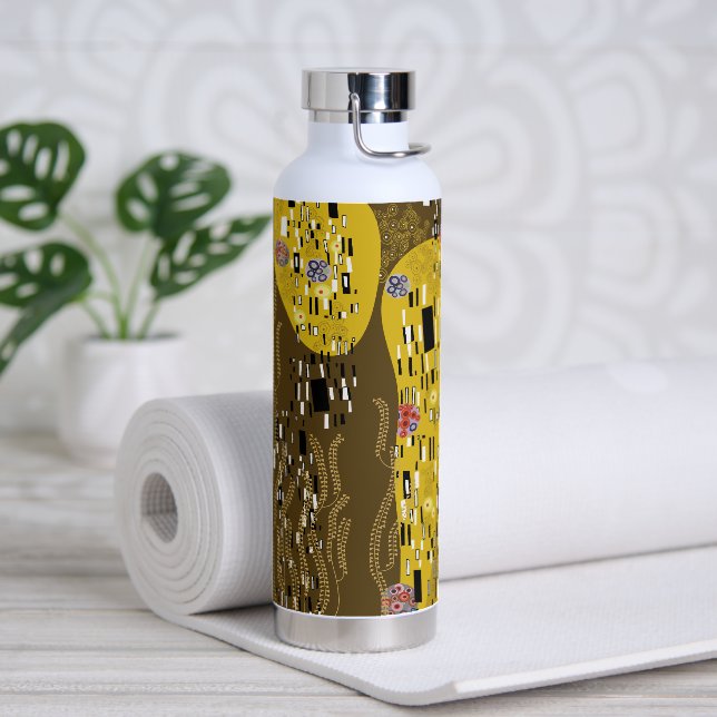 Klimt Inspiriertes Goldenes Muster Jugendstil Trinkflasche (Yoga)