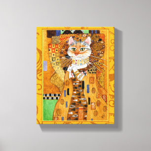 Klimt Katzen-Frau in der Goldkunst-Parodie Leinwanddruck