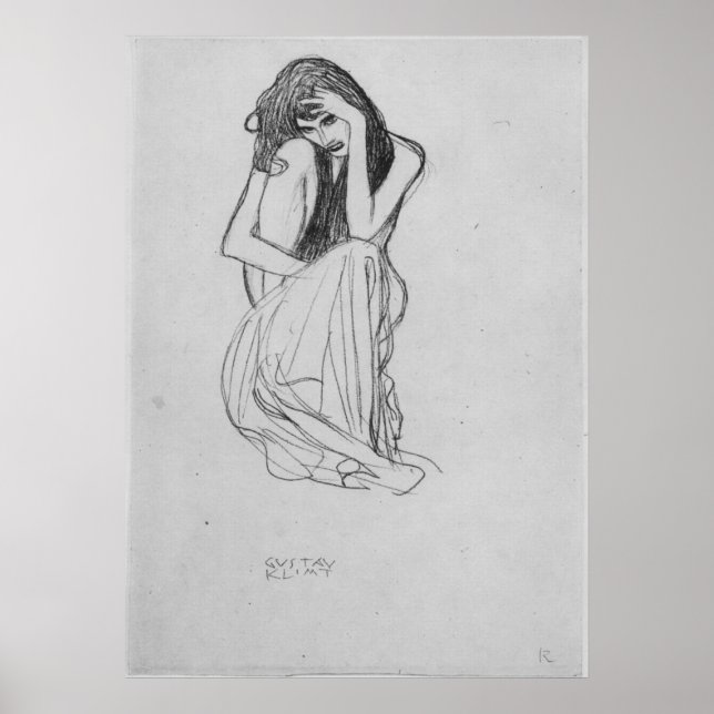 Klimt - Kauernde von vorne Poster (Vorne)