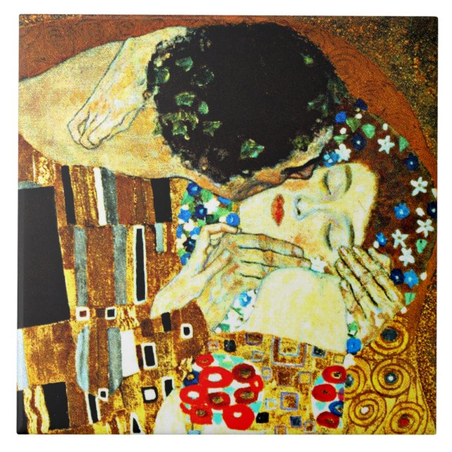Klimt: Kiss, berühmtes Gemälde, Fliese (Vorderseite)