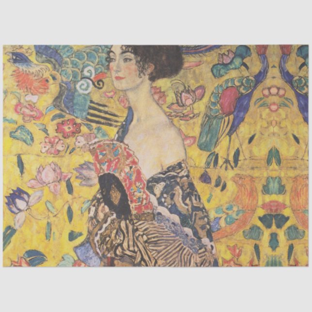 Klimt Lady mit Fan Decoupage Papier (Vorderseite)